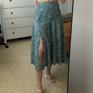 Green Floral Skirt
